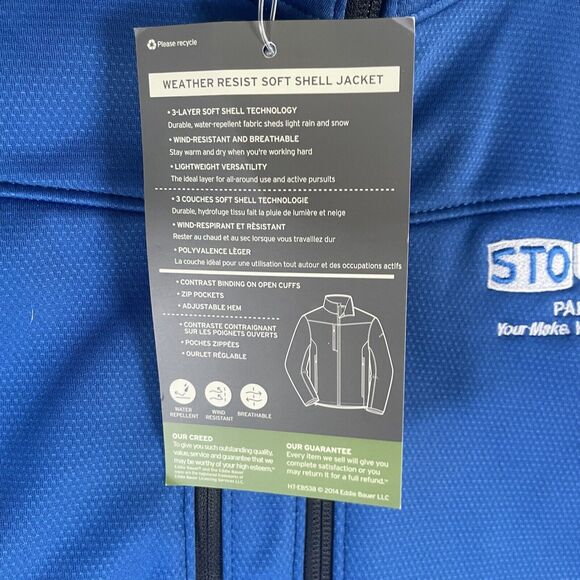 NEW Eddie Bauer Jacket Mens Medium Blue Stoughton Weather Resist Softshell - Picture 10 of 16